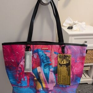 Sprayground Pink and Blue Artistic Tote